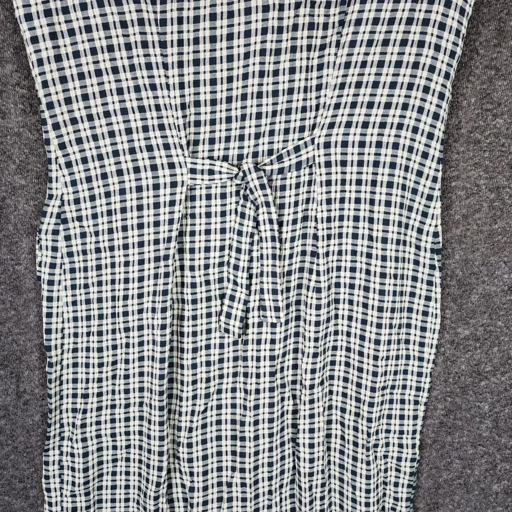 Dawn Joy Dress Womens 7-8 Vintage 4843 Navy Blue Gingham Button Front EUC